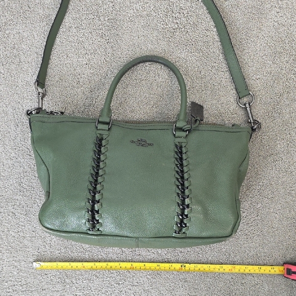 Coach Olive Green Leather Shoulder Bag with Wallet - Picture 9 of 12